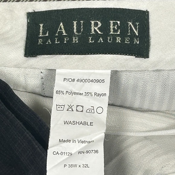 Ralph Lauren Dress Slack Pant Black Check Men Sz 38x32 Poly/Rayon Cuffed Pleated - Picture 2 of 8